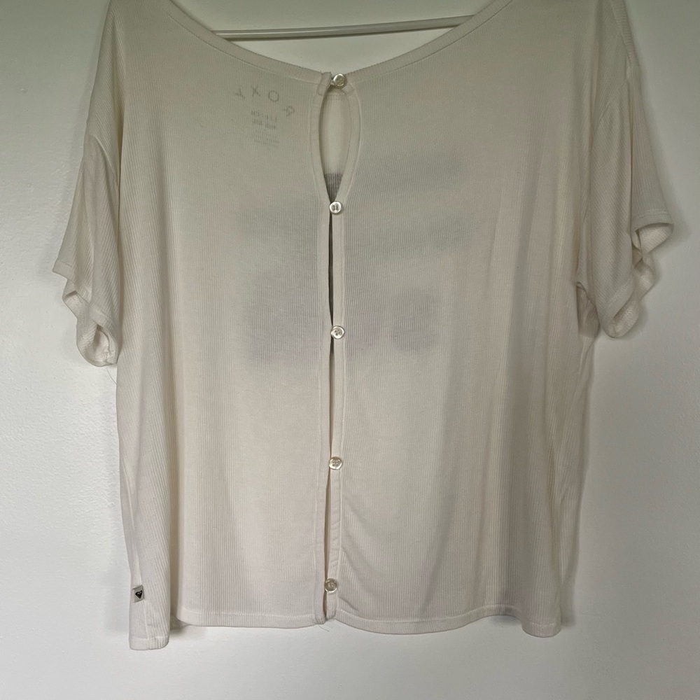 Roxy Off White Tee. Button Down Back. - image 3